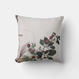 Almofada Cinza e Impressão Botânica Borgonha | Cerejas