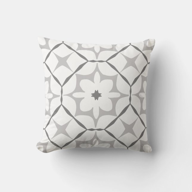 Almofada Cinza e padrão branco (Frente)
