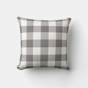 Almofada Cinza e padrão de Gingham Branco verificados