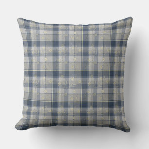 Almofada Cinza e Xadrez amarela Travesseiro decorativo 20"x