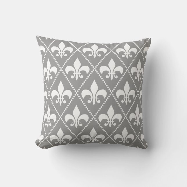 Almofada Cinza Fleur de Lis (Frente)