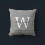 Almofada Cinza Linen White Monogramas Keepsasasasasasasasas<br><div class="desc">Elegante cinza de manutenção de casamento, efeito de linhagem de tecido travesseiro com o seu texto na caligrafia manuscrita de cinza escura. Basta adicionar seus nomes, monograma e data de casamento. presente de excelente para um casal recém-casado. Desenvolvido exclusivamente para você pelo Happy Dolphin Studio. Se precisar de ajuda ou...</div>