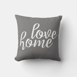 Almofada Cinza Love Home Script