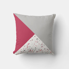 Almofada Cinza Magenta Geométrica Moderna Terrazzo