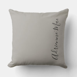 Almofada Cinza Mínima de Nome Personalizado de Chic Moderno