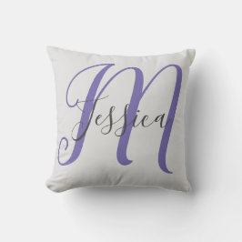Almofada Cinza moderna e Monograma roxo