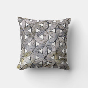 Almofada Cinza natural Pedra flor do padrão mosaico da vida
