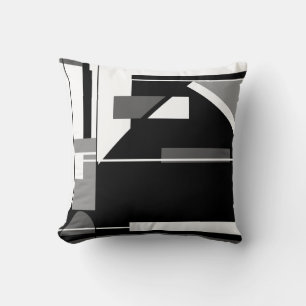 Almofada Cinza Náutica Branca de Carvão Negro Abstrato