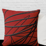 Almofada Cinza Negra Vermelha Moderna Elegante<br><div class="desc">O travesseiro decorativo moderno apresenta uma elegante composição linear abstrato em vermelho, preto e cinza. Um desenho abstrato artístico com um padrão linear orgânico apresenta linhas orgânicas pretas e cinzas que giram da esquerda para a direita sobre um fundo vermelho. Este travesseiro decorativo é destinado a adicionar um salto de...</div>