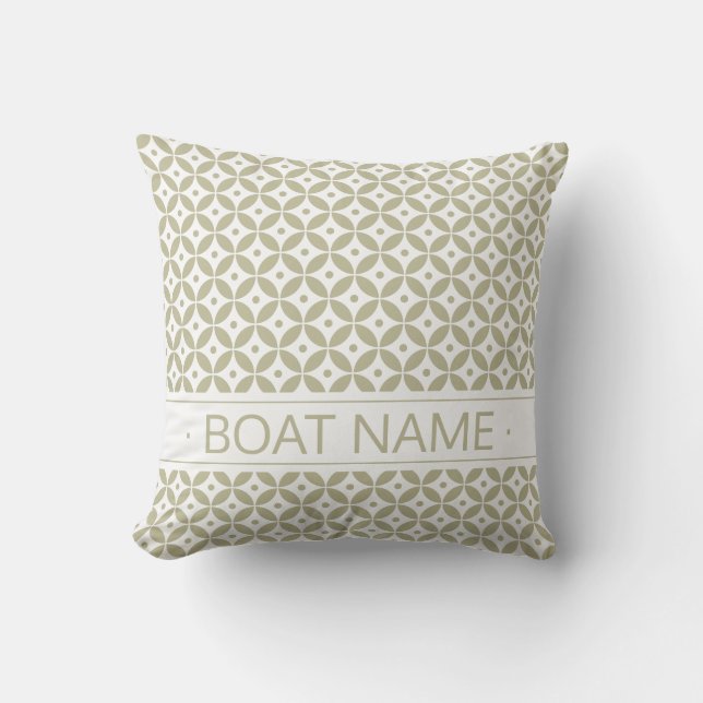 Almofada Cinza Olive & White Pattern Shippo. Barco (Frente)