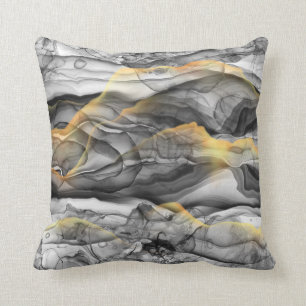 Almofada Cinza Prata Dourado Tinta Alcoólica Abstrato moder