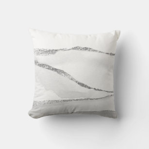 Almofada Cinza prateada e paisagem Abstrato mínima branca