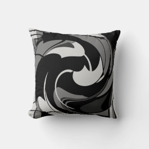 Almofada Cinza Shades na Design de Arte Flor Abstrato Preta
