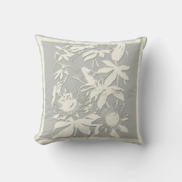 Almofada Cinza sutil e Travesseiro Floral Branco