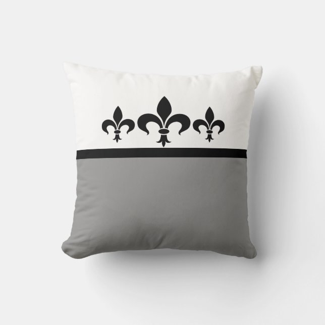 Almofada Cinza Swanky Fleur De Lis Travesseiro (Frente)