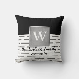Almofada cinza travesseiro personalizada monograma e branco