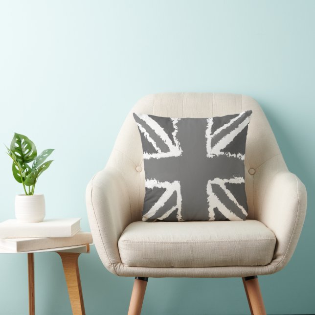 Almofada Cinza Union Jack Art Tones Home Decor (Cadeira)