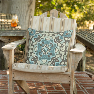 Almofada Cinza Verde Azul Taupe Castanho Orient Bali Art