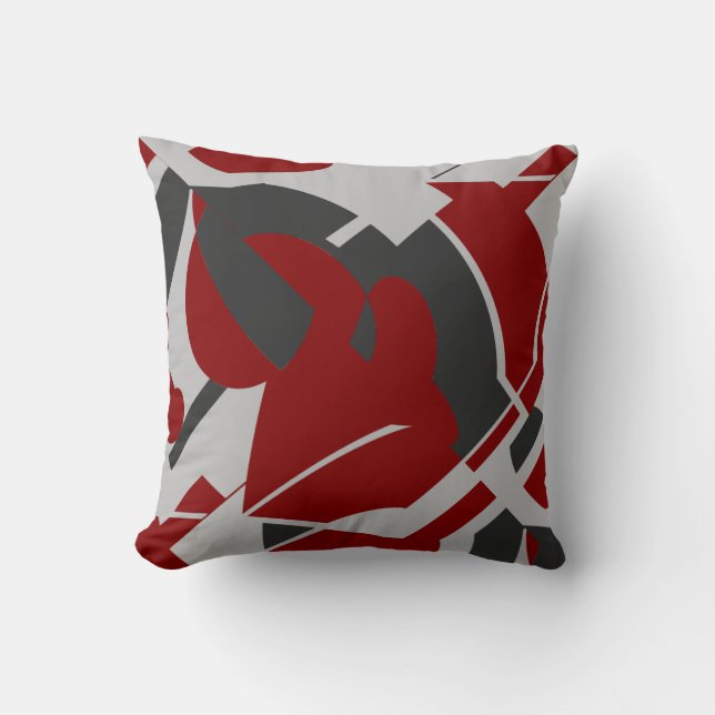 Almofada Cinza Vermelho Escuro de Carvões (Frente)