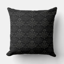 Cinza Vintage em Preto Padrão Floral Damasco
