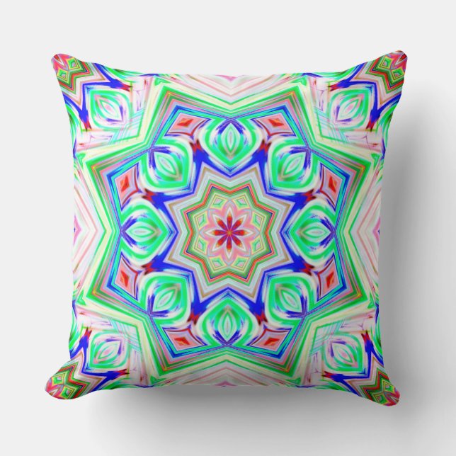 Almofada Cinzas azuis e vermelhas, oito pontos estrelados c (Frente)