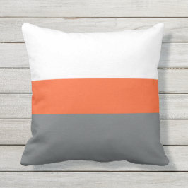 Almofada Cinzas brancas laranja listras ao ar livre Travess