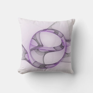 Almofada Cinzas de Lavanda de Arte Fractal Abstrato moderna