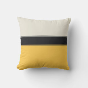 Almofada Cinzas de Prata Amarelo-Mostarda Moderna Stripes N