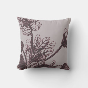 Almofada Cinzas e Borgonha Botânica Sage Leaf Rock Rosa