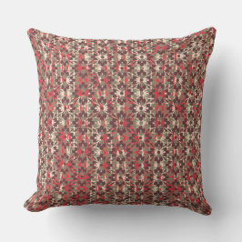 Almofada Cinzas e flores com padrão vermelho
