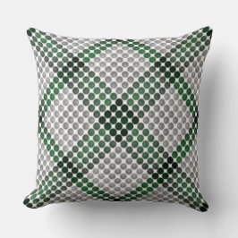 Almofada Cinzas em bolas ou buracos verdes, quadrados alinh