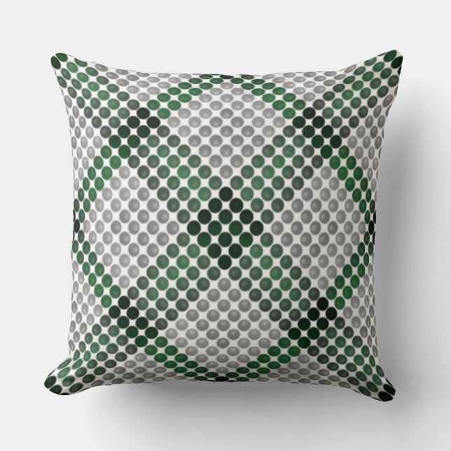 Almofada Cinzas em bolas ou buracos verdes, quadrados alinh (Frente)