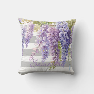 Almofada Cinzas florais de wisteria de aquarela