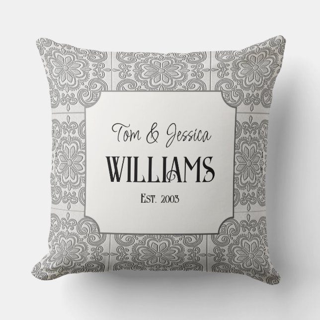 Almofada Cinzas personalizadas e Azulejo decorativo branco (Frente)
