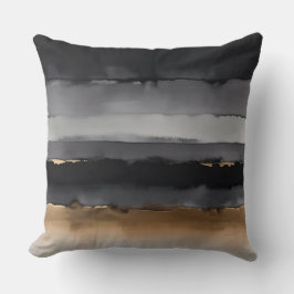 Almofada Cinzas pretas e faixas de água de bronze