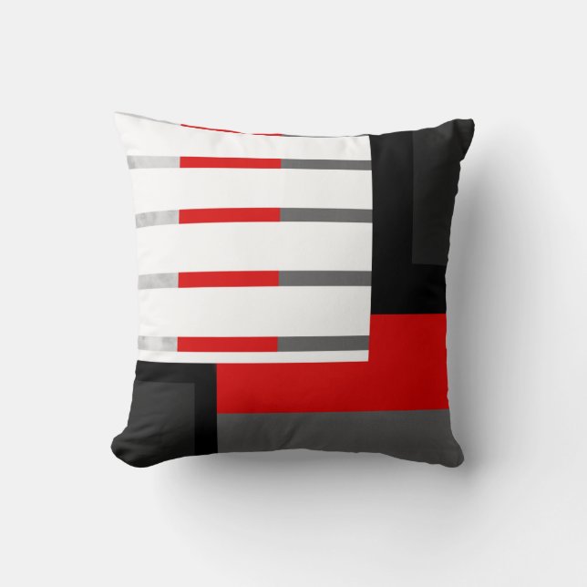 Almofada Cinzas Vermelhas, Black and White Striped Block (Frente)