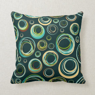 Almofada Círculo Abstrato Moderno Em Verde Preto E Azul