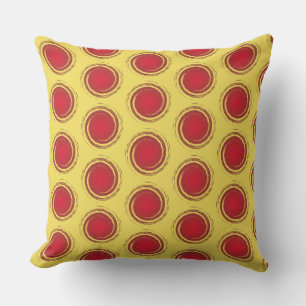 Almofada Círculo Bolinhas Vermelho e Amarelo - Verão Sol