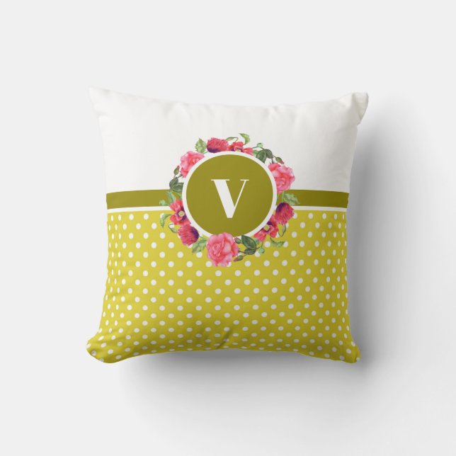 Almofada Círculo de Ferida das Flores Vermelhas e Rosa das  (Frente)