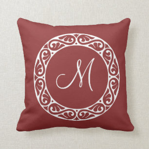 Almofada Círculo Decorrido Monograma Travesseiro Vermelho B