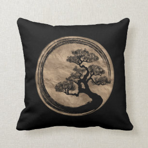 Almofada Círculo do zen de Enso e ouro da árvore dos