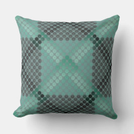 Almofada Círculo ou esferas opacos e verdes, em quadrados
