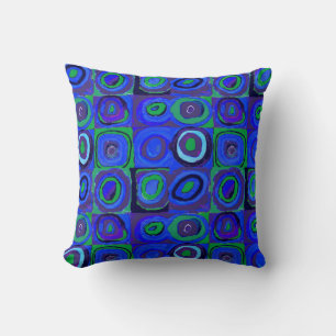 Almofada Círculo Quadrado do Kandinsky Farbstudie Blue Quad