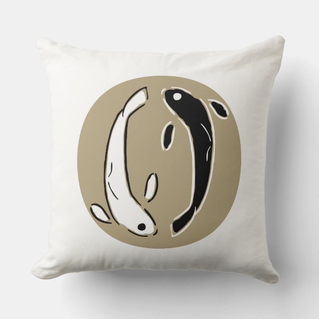 Almofada Círculo Yin e Yang que nadam peixes de Koi - (Frente)