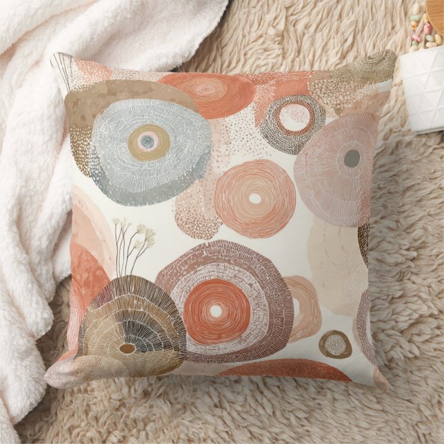 Almofada Círculos Abstratos Boho Terrosos | Design Orgânico (Cobertor)