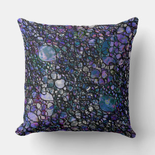 Almofada Círculos Abstratos Desenhados à Mão, Azul, Roxo, P