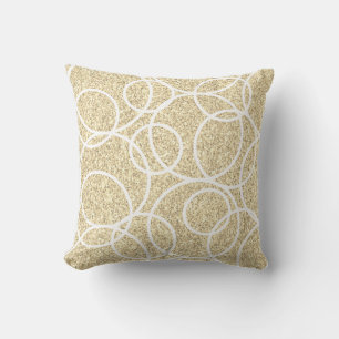 Almofada Círculos Brancos Geométricos - Largura Dourada Abs