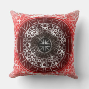 Almofada Círculos Concentrados - Impressão vermelho-vermelh