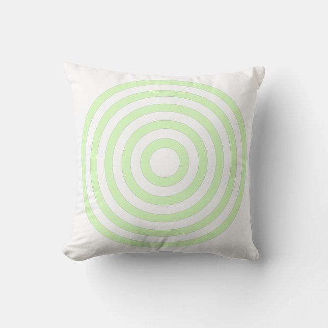 Almofada Círculos concêntricos pastel branco e verde lima (Frente)