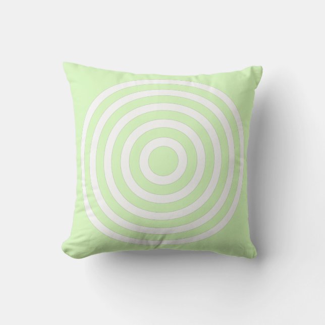 Almofada Círculos Concêntricos Pastel Verde Lima e Branco (Frente)